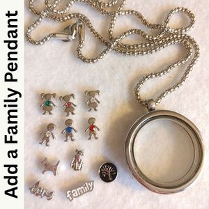 Family Pendant Necklace with Charms
